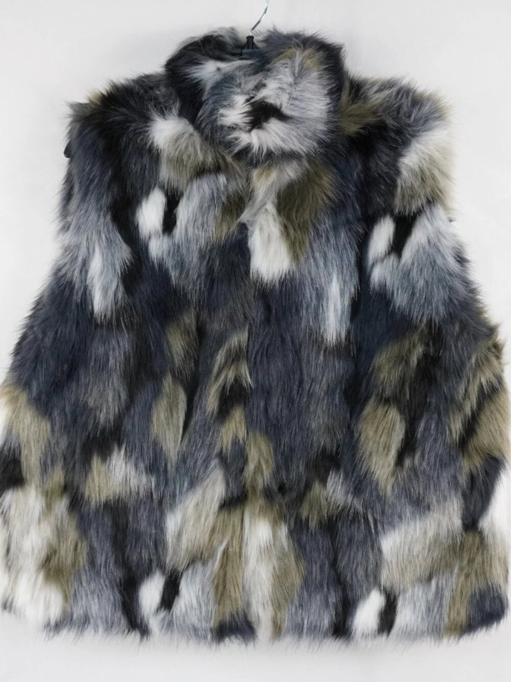Gabby Isabella Multicolor Faux Fur Vegan Vest Cozy Casual Winter Spring Fall